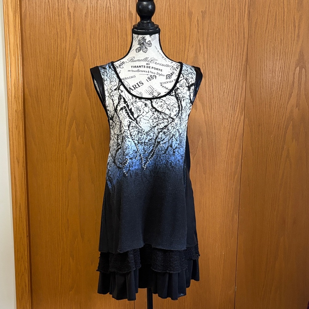 Black and Blue Sleeveless Dress